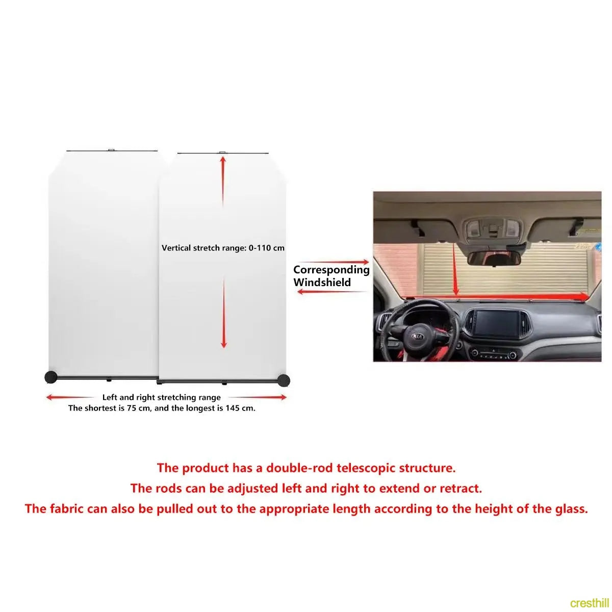 car accessories windshield sunshade, foldable window sun visor